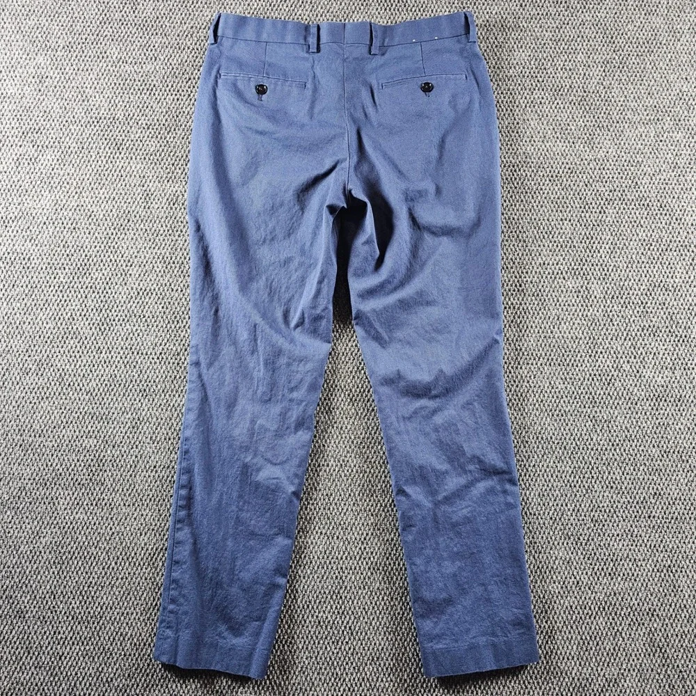 Express Mens Slim Stretch Chino‎ Pants Blue Textured 31x32 Cotton Blend Trousers